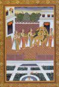 Indian miniature painting of two Princess lovers rare scene of two Indian woman embracing c19th