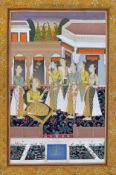 Indian miniature painting of Princesses 19th century gouache on paper, mounted and framed, overall