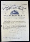 Share Certificate The Cunard Steamship Company Ltd 1910 certificate for 100 shares. Attractive