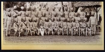 India Panoramic view of Sikh soldiers c1890-1900 measures 29cm by 13cm in good condition