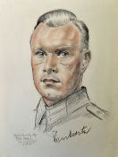 WWII related original artwork Roman Zenzinger of a German Army Captain displaying a fine portrait in