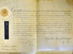 King George III 1738-1820 signed document appointing Thomas Dickens Esq 'to be Captain of Company in