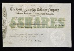 Great Britain Share Certificate The Border Counties Railway Company 1855 (a 26 mile line from Hexham
