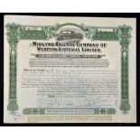 Australia Share Certificate The Midland Railway Company of Western Australia 1941 4% Loan: