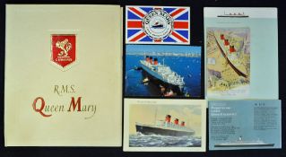 Maritime RMS Queen Mary Selection of c1960 related ephemera to include 'My Voyage in RMS Queen Mary'