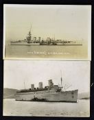 Postcards Maritime Cunard White Liner Queen Mary together with HMS Curacoa both ships collided 02/