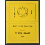 Railway 1945 East Kent Railway Free Pass a 3rd Class Free Pass. Printed on cloth backed folding