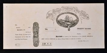 Great Britain Share Certificate The Grand Ship Canal 1827 (Intended Ship Canal from London to