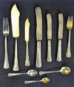 WWII Adolf Hitler and Eva Braun Silver Cutlery Selection to include a fish knife (20cm) and fork (