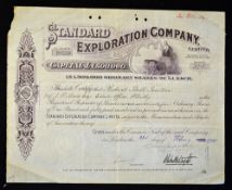 Australia Share Certificate Standard Exploration Company Ltd 1900 (Mines in Coolgardie & Hannans