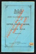 Machinery Leather Finishing Machines trade catalogue 1874 by John Priestman & Sons Preston Brook,