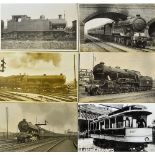 Postcards Locomotive Automotive c1940 related to include Trams, Trains, Railway Stations and