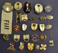 Fiji and West Samoa Rugby Union Pin Badge selection various badges, tin plate with ribbon badge,