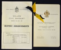 1954 Wolverhampton Wanderers Civic Banquet Menu and Seating Arrangement programme dated 10th May