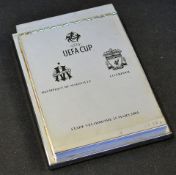 Olympique de Marseille v Liverpool UEFA Cup notepaper holder season 2003/2004, a silver plated