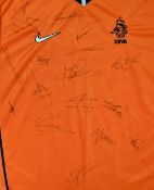 Signed 1998-2000 Holland football shirt a replica shirt signed by the team including Bergkamp, Cocu,