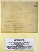 1921 Jim Sullivan official letter from the Barbarian Rugby Football Club following his election as