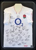 2010 England signed international rugby shirt - official England O2 white international shirt