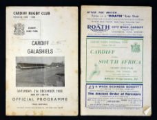 1951 Cardiff vs South Africa rugby programme - played at Cardiff Arms Park on Saturday 20th