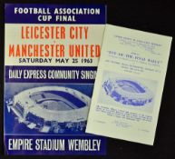 1963 FA Cup Final Daily Express Community Singing Sheet and the Eve of the Final Rally programme