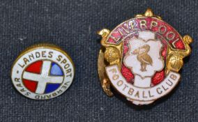 Button hole Liverpool Football Club enamel badge 1960s with Liver Bird to the centre and ornate