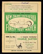 1956 New Zealand v South Africa rugby signed programme - 1st test match played at Carisbrook