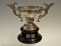 Rare 1908/09 Wales Rugby Autumn/Grand Slam silver commemorative rugby trophy: celebrating Wales