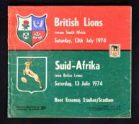 1974 British Lions v South Africa rugby programme - the third test at Port Elizabeth on Saturday