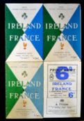 4x 1950s Ireland v France rugby programmes to incl '51 (Ireland Champions), '55 (F) , '57, and '
