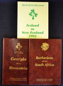 3x Ireland related rugby programmes from the 1990s - to incl 1992 Ireland's 4th  Tour to New