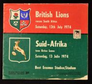 1974 British Lions v South Africa rugby programme - 3rd Test played at Port Elizabeth on 13th July