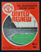 1972 "The Manchester United Show" official programme from the Contact Theatre Company, Manchester,