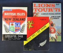 1971 British Lions Rugby Tour to New Zealand programmes to incl 2nd and 3rd Test match programmes