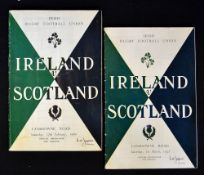 2x late 1950s Ireland v Scotland rugby programmes to incl '58 and '59/60 - slight pocket fold '60