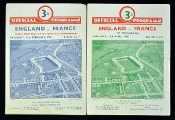 2x 1940/50s England rugby programmes - to include 2x vs France '47 (minor tears, creases) and '51