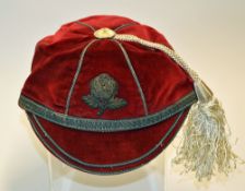 1944/1947 England Rugby League International Cap - with silver braid rose and trim,  and silk tassel