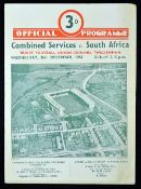 1951 Combined Services vs South Africa rugby programme-played at Twickenham on Wednesday 26