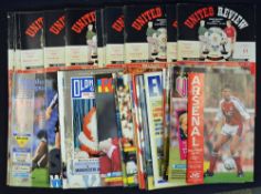 Manchester Utd programmes season 1991/92 full season programme collection, homes and aways, includes
