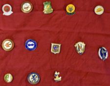 Collection of enamel metal pin badges with the following clubs represented:- Brentford, Barnsley,