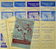 Collection of Scunthorpe Utd football programmes including 1950/1951 v York City (1st League