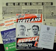 1953 England v Hungary programme at Wembley match programme comes complete with newspaper match