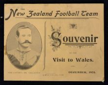 Rare and original 1905 New Zealand Rugby Souvenir Programme of The Visit to Wales with the