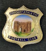 Torquay Athletic Football Club Cap badge c1900 with enamel centre. Good