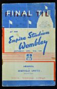 1936 FA Cup Final Arsenal v Sheffield Utd football programme for Cup Final match at Wembley 25 April