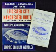 1963 FA Cup Final Community Song Sheet and Eve of the Final Rally programme. Good (2)