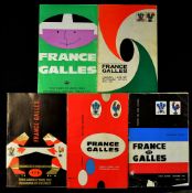 5x 1960s France v Wales rugby programmes - to include complete run to incl '61 (Champions), '63, '65