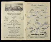 1958 FA Cup Final Bolton Wanderers v Manchester Utd match programme multi-signed by both teams to