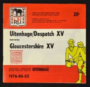 Scarce 1976 Uitenhage XV (SA) v Gloucester rugby programme - played at The Central Ground