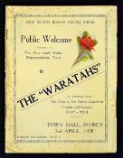 Rare 1928 "The Waratahs" rugby tour to the UK, France and Canada "Welcome Home" souvenir programme