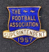 1957 The Football Association Superintendent metal pin badge with enamel face
